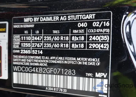 2016 Mercedes-Benz Glc 300 4Matic z USA, uszkodzony, nr VIN WDC0G4KB2GF071283